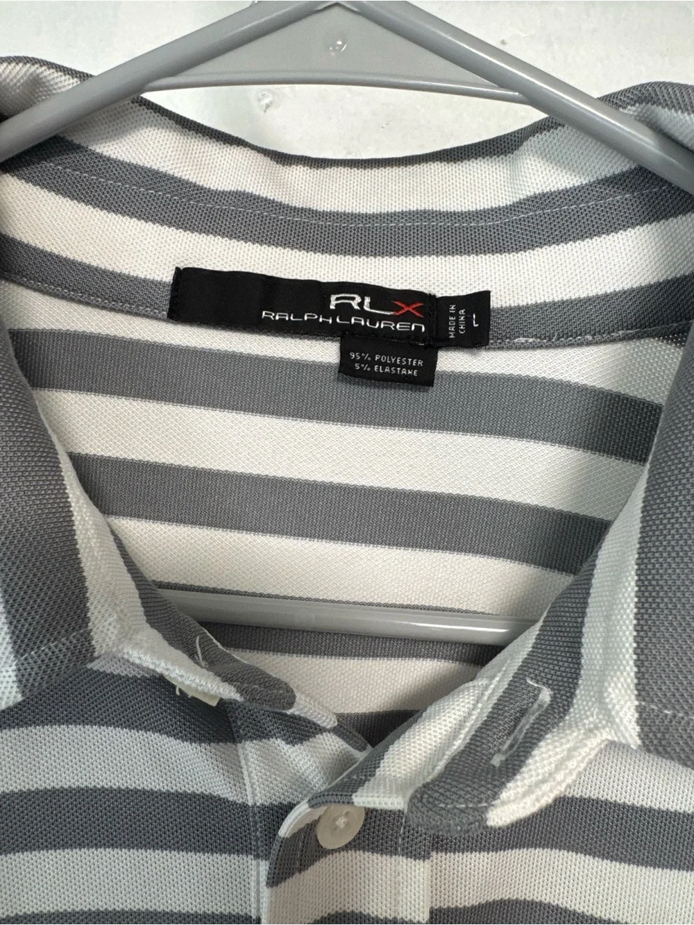 Ralph Lauren Men's Gray & White Striped Polo Shirt